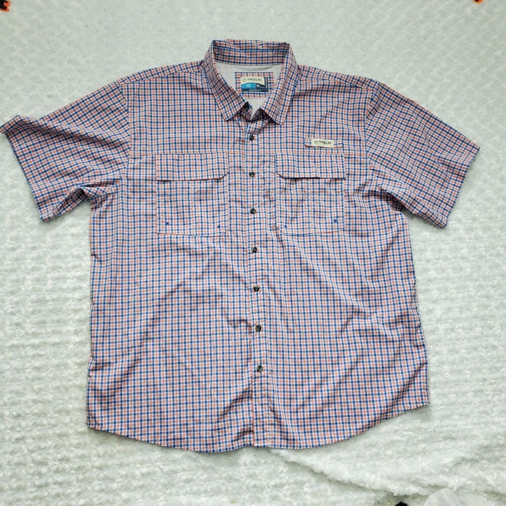 Magellan Fish Gear Relaxed Fit Button-Up 2XL Multicolor Embroidered Back Logo